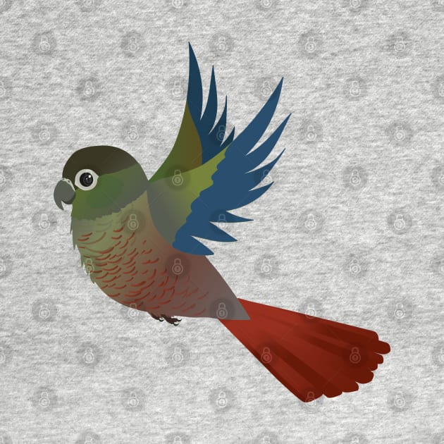 Flying Green-cheeked conure by Bwiselizzy